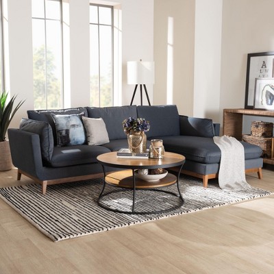 Baxton Studio Linanas Modern Dark Grey Fabric Right Facing Sectional Sofa
