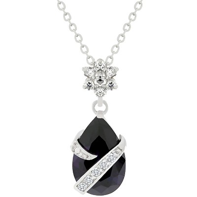Slickblue Wrapped Amethyst Purple Cubic Zirconia Pendant, 6.59 ct, Rhodium-Plated, 16 Inch Chain for Women