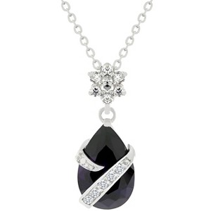 Slickblue Wrapped Amethyst Purple Cubic Zirconia Pendant, 6.59 ct, Rhodium-Plated, 16 Inch Chain for Women - 1 of 3