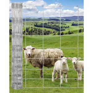 Cattle Farm Fence 4x164ft, Thickened 12 Gauge Galvanized Wire Fencing, Durable Woven Wire Fencing with Hinge Knot for Cattle, Goats & Sheep, Hog - 1 of 4