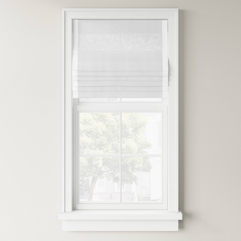Photos - Blinds 1pc 31"x64" Light Filtering Cordless Linen Blend Roman Window Shade White