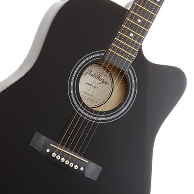 41-Inch Black Linden Beginner Acoustic Guitar with Accessories