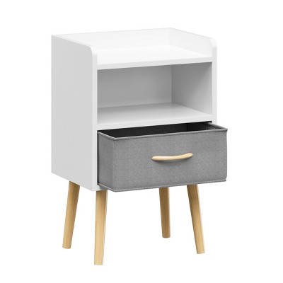 ChicFurnit Nightstands Wooden Bedside Table Night Stand with Drawer and Shelf Modern End Table for Bedroom Storage, White, 15.8"*11.8"*24.8"