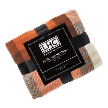 Hastings Home Oversized Cashmere-Feel Soft Throw Blanket - Spice Plaid