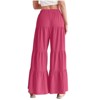 Clotth Womens Flowy Boho Pants - Elastic High Waist Ruffle Hem Wide Leg Beach Loose Palazzo Pants, Summer Baggy Tiered Flared Trousers - 2 of 4