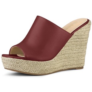 Allegra K Women's Open Toe Padded Insole Slip-on Platform Espadrille Sandals - 1 of 4