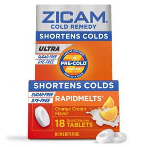 Zicam Zinc Cold Remedy ULTRA RapidMelts Quick Dissolve Tablets - Orange Cream - 18ct - 1 of 4