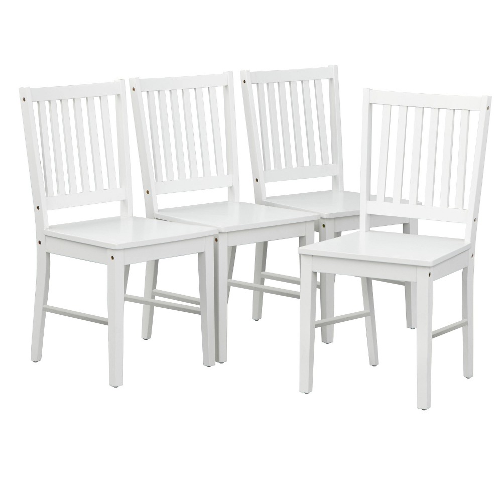 Photos - Dining Table Set of 4 Contemporary Shaker Dining Chairs White - Buylateral: Rubberwood, Mid-Century Modern, Armless