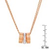 Steeltime 24" tri toned stainless steel, 18k gold plated and 18k rose gold plated 3 ring necklace with simulated diamonds accents - 3 of 4