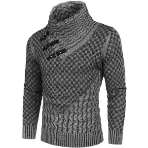 COOFANDY Men's Knitted Turtleneck Sweater Long Sleeve Slim Fit Designer Shawl Collar Pullover - 1 of 4