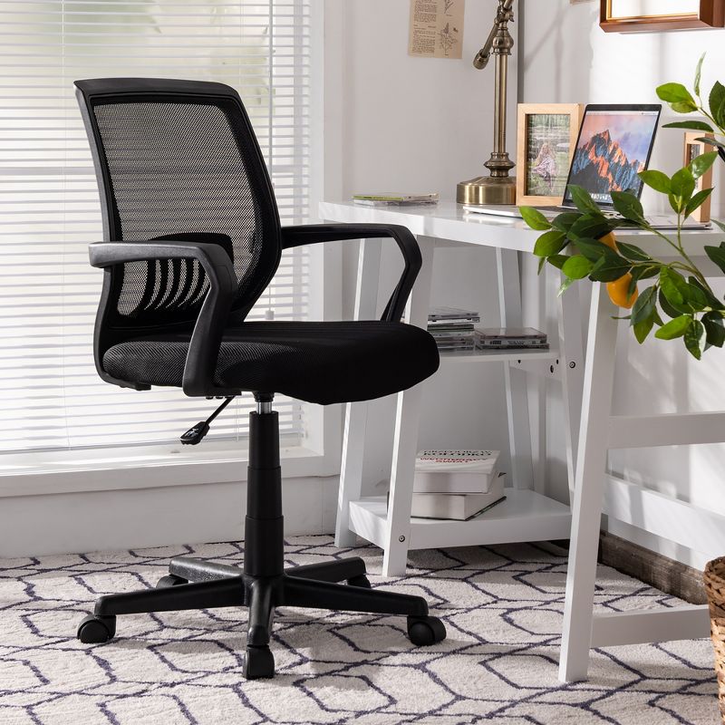 Costway Mid-Back Mesh Office Chair Height Adjustable Executive Chair w/ Lumbar Support, 3 of 11