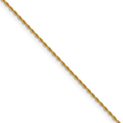 Black Bow Jewelry 1.3mm 14k Yellow Gold Solid Loose Rope Chain Necklace