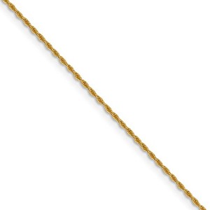 Black Bow Jewelry 1.3mm 14k Yellow Gold Solid Loose Rope Chain Necklace - 1 of 4