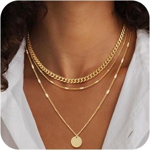 Layered Necklace Set for Women, 14K Gold/Silver Plated Multi-Pendant & Chain Collection - 1 of 4