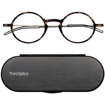 ThinOptics Brooklyn Full Clear Frame Reading Glasses + Milano Case