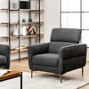 Costway Modern Upholstered Accent Chair Single Sofa Armchair w/ Adjustable Headrest Grey\White - 3 of 4