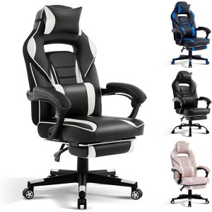 Gaming Chair with Massage Lumbar & Footrest - Ergonomic Computer Chair Height Adjustable w/ 360° Swivel & Headrest for Office/Home - 1 of 4
