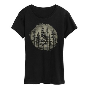 Women's - Instant Message - Watercolor Pine Trees Short Sleeve Graphic T-Shirt - 1 of 4