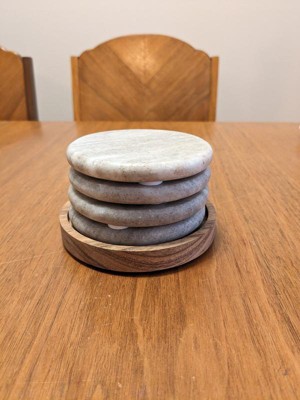 5pc Marble Coaster Set Warm Beige - Hearth & Hand™ With Magnolia : Target