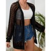Womens Plus Size Cardigan Loose Fit Milanese Knit Sweater Long Sleeve Crochet Lightweight Ribbed Cuff Semi Sheer Cardigan - 4 of 4