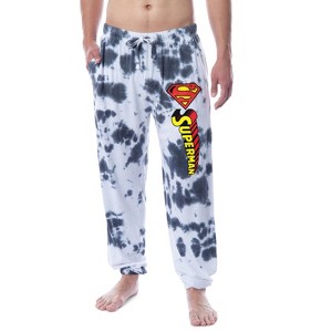 DC Comics Mens' Superman Tie Dye Logo Sleep Jogger Pajama Pants Multicolored - 1 of 3