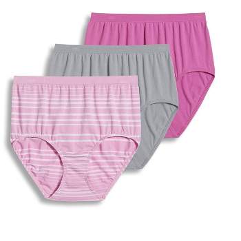 Jockey Women's Comfies Microfiber Brief - 3 Pack 9 Rose/grey/pink Stripe :  Target