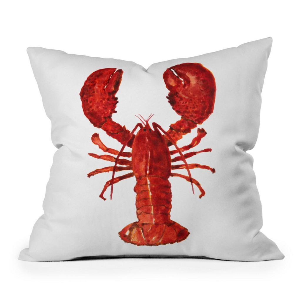 Photos - Pillow Deny Designs 20"x20" Artume Studio Watercolor Lobster Square Indoor Throw 