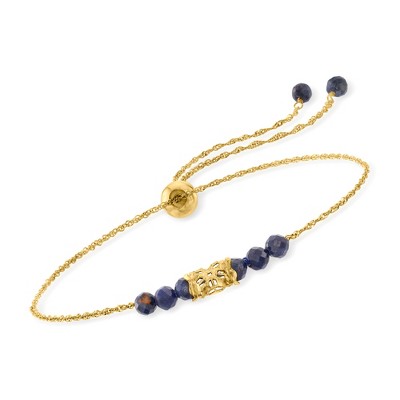 Ross-Simons 3.50 ct. t.w. Sapphire Bead Bolo Bracelet in 14kt Yellow Gold Size