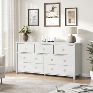 Garvee Modern Drawer Dresser, Freestanding Bedroom Chest of Drawers, Wooden Storage Organizer for Nursery, Living Room, Closet, White - 1 of 4