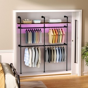 AZL1 Life Concept Garment Rack Industrial Pipe Wall Mounted with Durable Shelves Heavy Duty for Walk in Closet Wardrobe, Black, 45"*15"*5.47" - 1 of 4