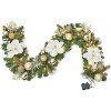 6ft Prelit Christmas Garland with Lights for Mantle,Battery Operated with Magnolia Flowers Gold Balls,Decoration for Fireplace Stair Railing TV Stand - 2 of 4