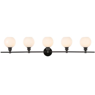 Elegant Lighting Collier 5 light Black and Frosted white glass Wall sconce