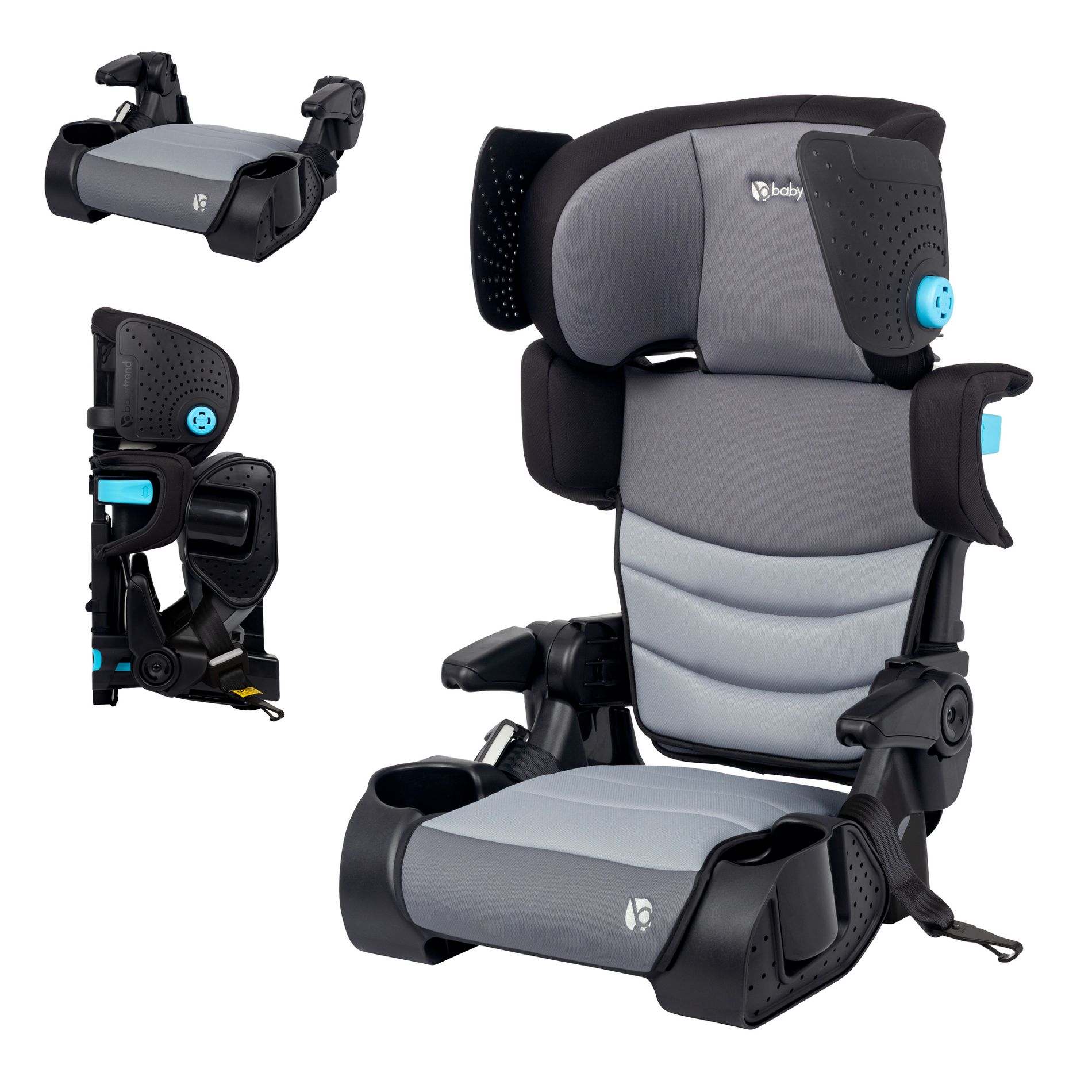 Baby Trend Koa Slim High Back Booster Car Seat with Side Sun Visors and Latch - Cosmic Gray: 120 lbs Maximum Weight, 9.75 lbs Product Weight