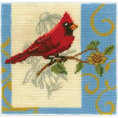 Janlynn Needlepoint Kit 6"X6"-Cardinal