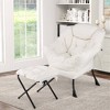 Costway Lazy Sofa Chair Accent Leisure Armchair with Folding Footrest & Storage Pocket Beige/Pink/Gray - image 4 of 4