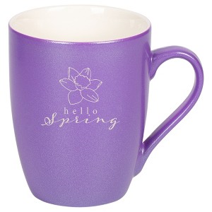 Elanze Designs Daffodil Flower Hello Spring 10 Ounce Ceramic Laser-Etched Engraved Drinkware Mug, Metallic Passion Purple - 1 of 4