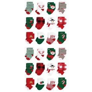 Hudson Baby Cotton Rich Baby Terry Socks 24-Pack, 12 Days Of Christmas Santa - 1 of 3
