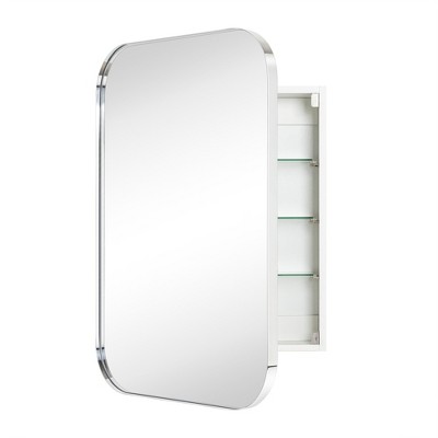 TEHOME Surface and Recessed Mount Rectangular Stainless Steel Metal Framed Bathroom Medicine Cabinet with Mirror
