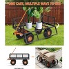 Heavy Duty Steel Garden Cart - 3 In 1 Pullable Garden Wagon, 10 Inch Wheels, Ideal for Gardening Soil, Tools, and Plant Transport - 4 of 4