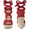 Perphy Women's Solid Color Lace Up Strappy Peep Toe Espadrilles Wedge Heels Sandals - 2 of 4