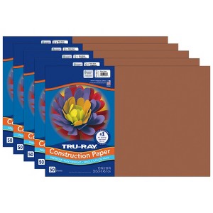Tru-Ray Construction Paper, Heavyweight, Warm Brown, 12" x 18", 50 Sheets Per Pack, 5 Packs - 1 of 4