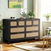 Natural Rattan Leather Drawer Cabinet - 6-Drawer Storage Cabinet, Rounded Corner, Modern Design, Compact Storage, Home Organization - 2 of 4