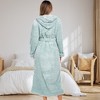 ADR Women's Robe, Plush Fleece Women's Bathrobe with Hood, Long Fluffy Fuzzy Bath Robe Pink Purple Plus Size - 3 of 3