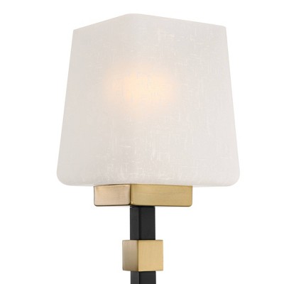 Beauregard 28" Modern Black and Gold Wall Light with Linen Glass Shades