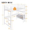 VINGLI Full Loft Bed with 15 Inches Guardrail/ Desk/Flat Rungs/LED/2 Charging Stations/Storage Shelves/Dresser, Heavy Duty Metal Support Slat, White - 2 of 4