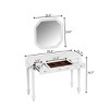 FURNIinspire Vanity Tables Modern Makeup Desk Vanity Desk Make Up Table Dressing Table with Mirror, Drawer for Bedroom, White, 39.3"*15.8"*29.8" - 3 of 4