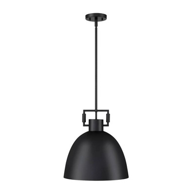 Matte Black Glass Bowl Pendant Light with LED