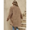 Coolmee Women's Fuzzy Fleece Lapel Open Front Long Cardigan Coat Faux Fur Warm Winter Outwear Jackets - 3 of 4