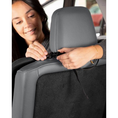 Black Faux Leather Car Seat Protector with Crumb Catcher