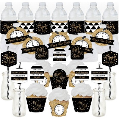 Big Dot of Happiness New Year’s Eve - Gold - New Years Eve Party Favors and Cupcake Kit - Fabulous Favor Party Pack - 100 Pieces